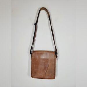 VELEZ Brown Leather Messenger Crossbody Bag